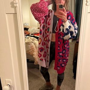 Farm Rio oversized colorful leopard cardigan